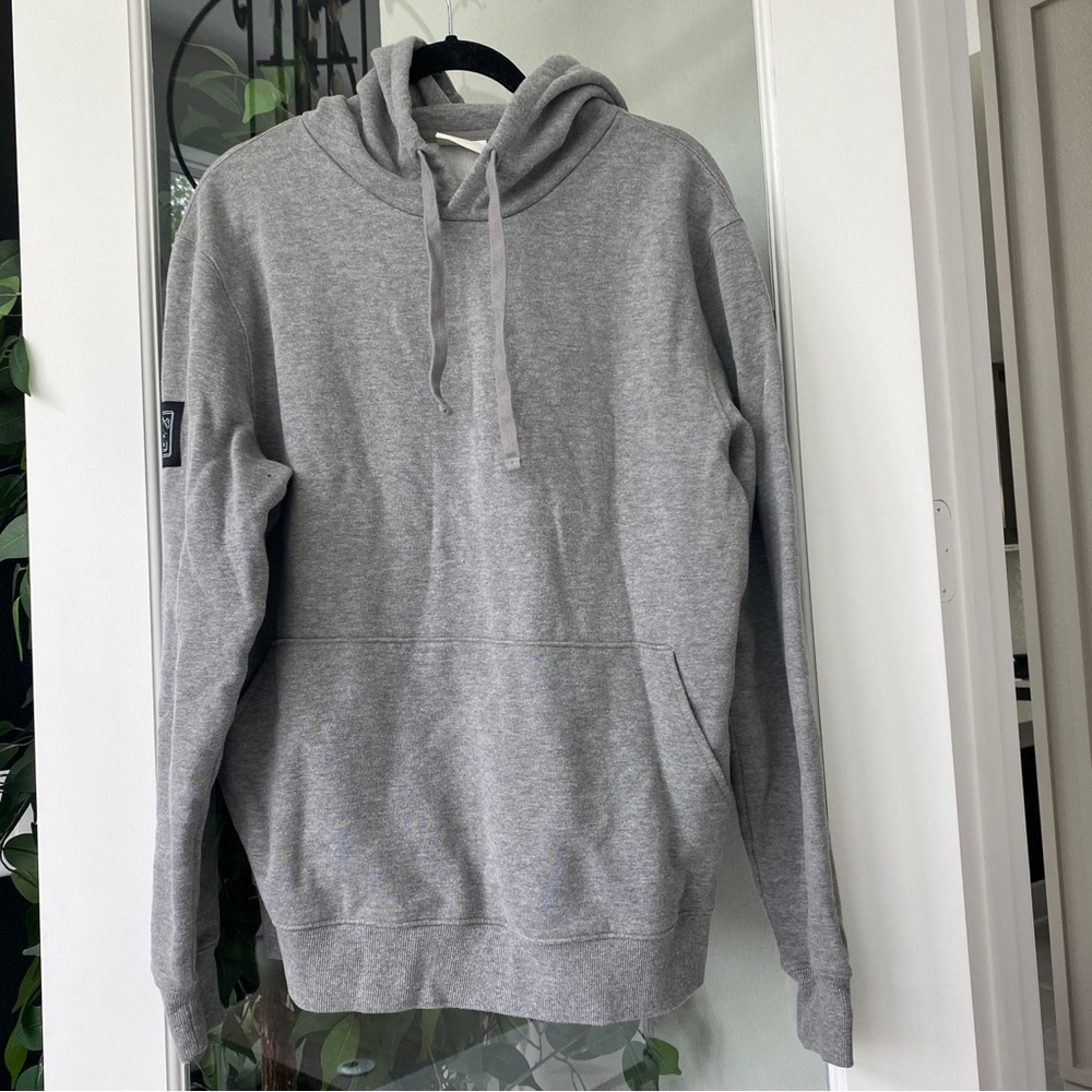 Gray blue logo heavyweight quality hoodie